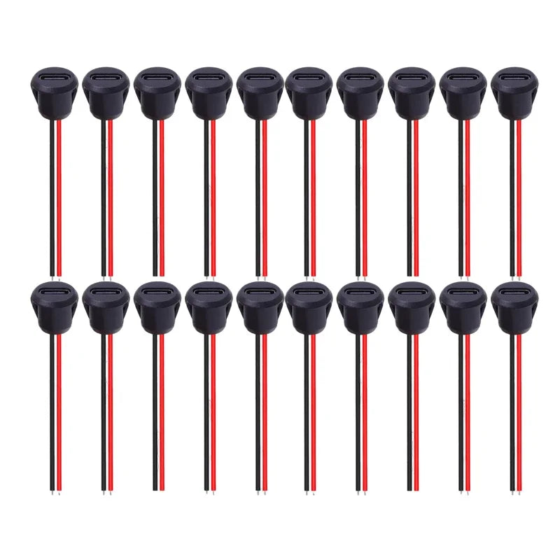 1-20pcs USB Connector Type-C Waterproof with Female Socket 2Pin Fast Charging Jack Charging Port USB-C Charger Plug Socket Tools
