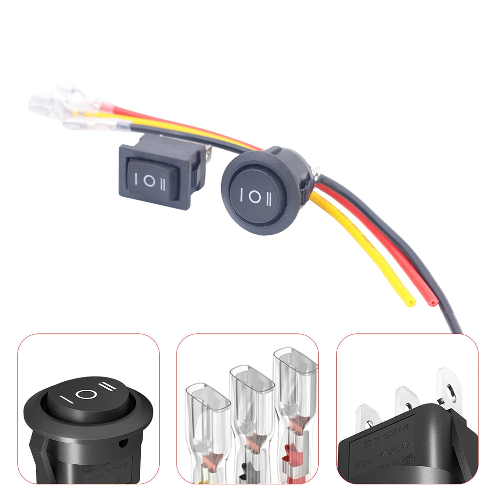 Mini Round Rocker Switch ON OFF 3 Pin SPDT AC DC 12V Auto Car Marine Boat Toggle Button 20mm Mounting Hole Snap in Control Kit