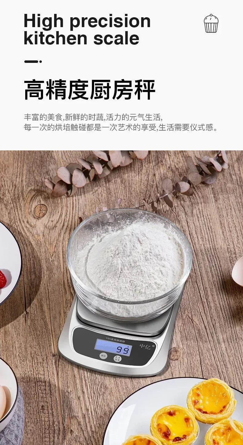 Household Kitchen Scale Baking Precision Food Scale 0.1g Gram Small Desktop Scale Tea Scale High Precision Digital Scale Compact