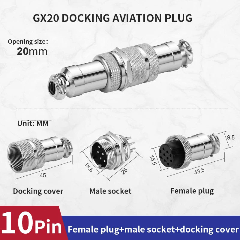 1Set GX20 2/3/4/5/6/7/8/9/10/12/14/15 Pin Male&Female Docking Aviation Plug&Socket Circular Waterproof butt joint Connector