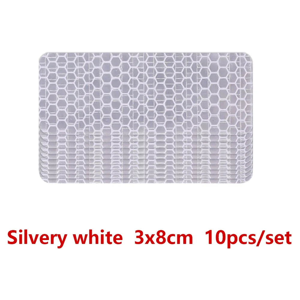 10pcs Car Bumper Reflective Safety Strip Sticker Warning Reflector Tape Auto Car Accessories Exterior Interior Reflector Sticker