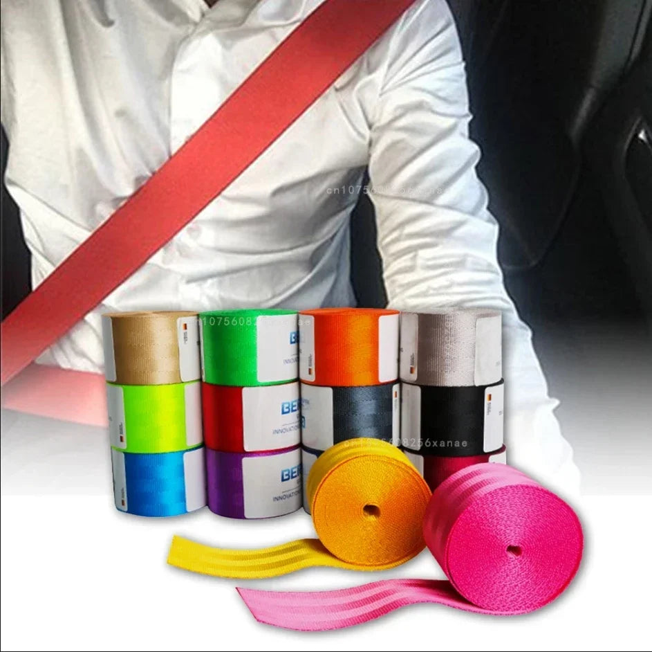 Car Seat Belt Auto Strengthen Seat Belt Webbing Fabric Racing Car Modified Seat Safety Belts Car Accessories Amagi