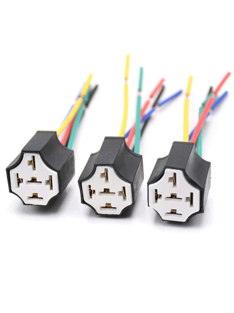 5 pins Auto relay socket 5 pin relay connector plug Ceramic Relay Holder Seat High Relay With Pins Ceramic Car relay holder