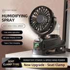 Motorcycle  Clip-on Fan with Spray Mist Handheld Fan Hydration, Multifunctional Neck Hanging Spray Fan Students' Dormitory Amagi