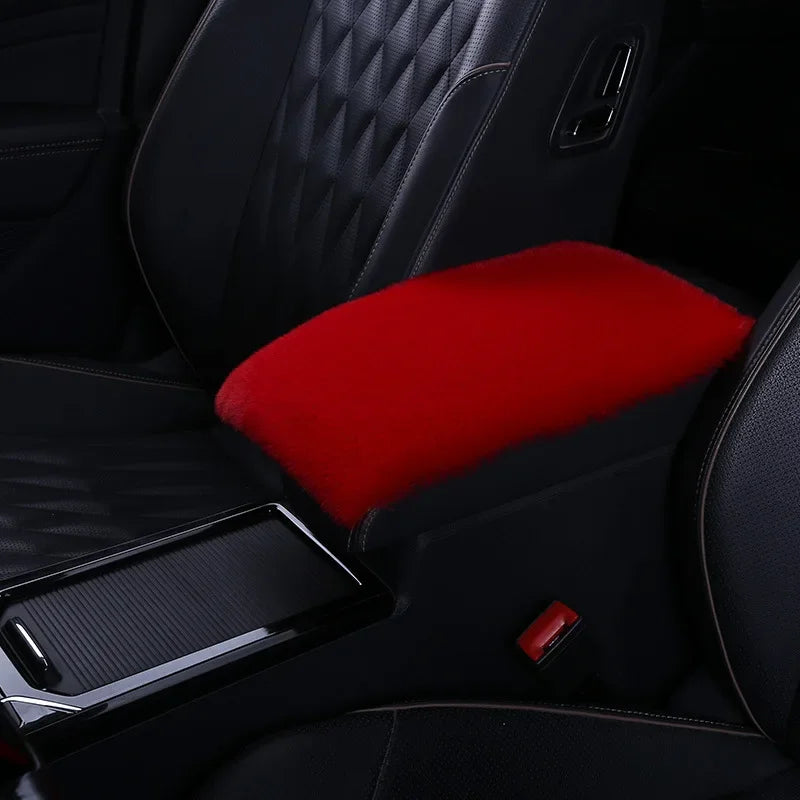 Imitation Rabbit Plush Car Armrest Box Mat Interior Center Armrest Box Cover Handhold Cover Mat Protection Mat Accessories Tools