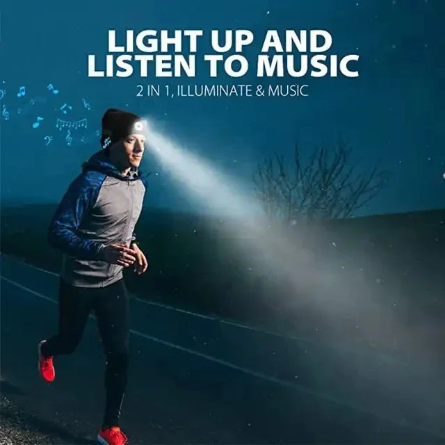 Winter Men Beanie Hat with LED Light Rechargeable Knitted Hat for Woman Cap Night Running Fishing Riding Sports Teenager Beanies