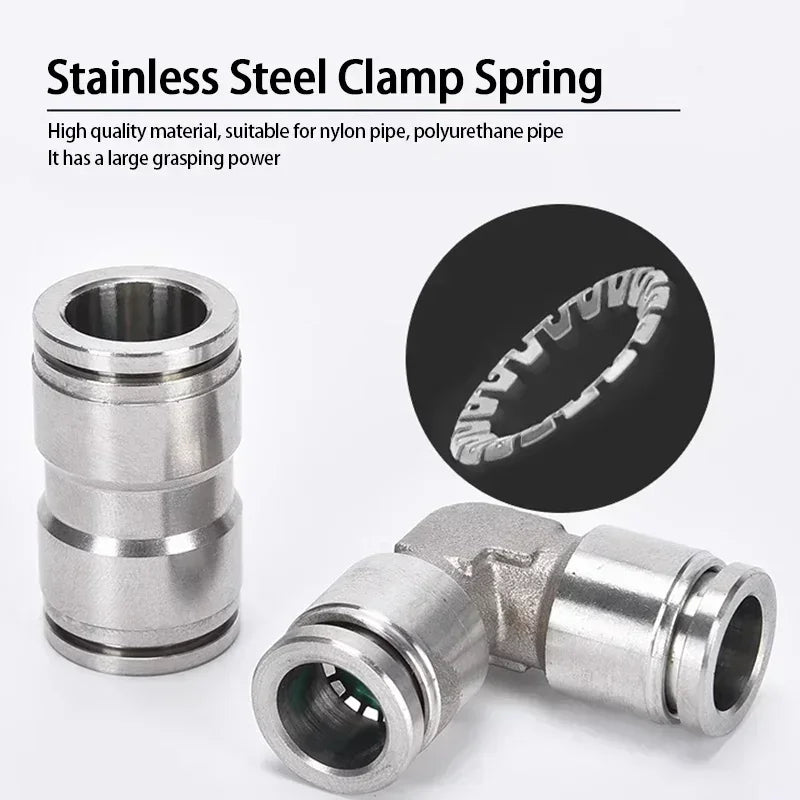 Pneumatic Push-In Tube Fittings – 4/6/8/10/12mm OD, Multiple Types: Straight Union, Elbow, Tee, Male Thread, Quick-Connect