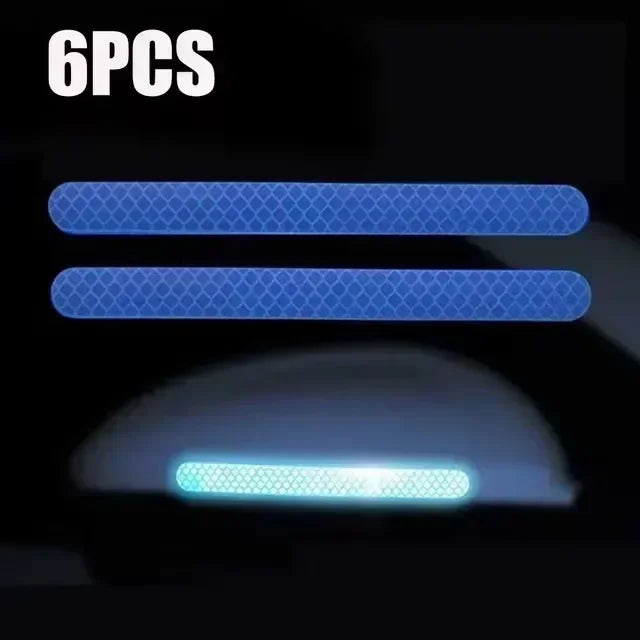 6/2pcs Car Reflective Safety Strip Stickers Car Rearview Mirror Reflective Sticker Reflective Warning Safety Tape Accessories