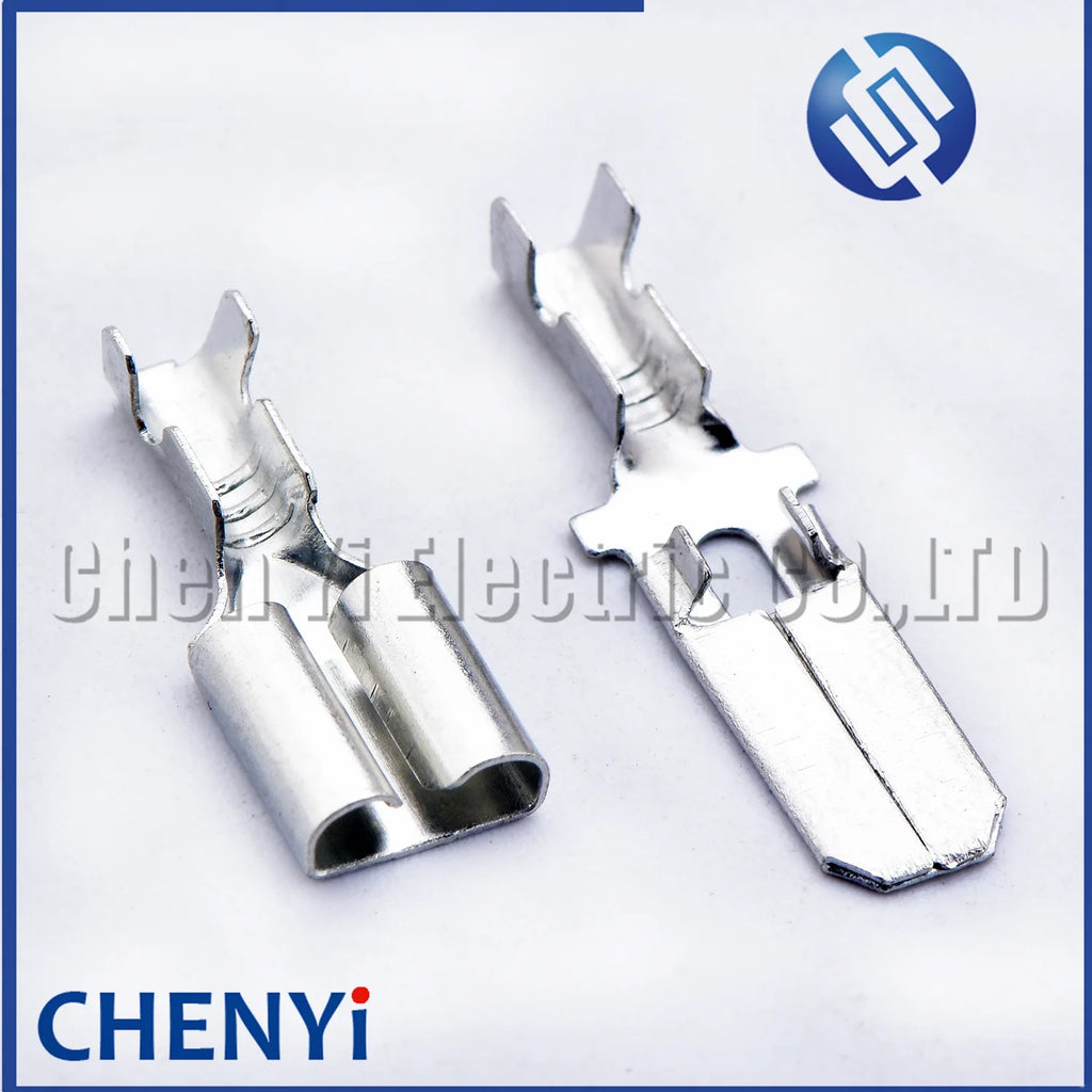 50 Pcs 6.3mm series male female auto wire terminal for connector crimp loose pin Brass tin plating terminals 1500-0080 7116-2641