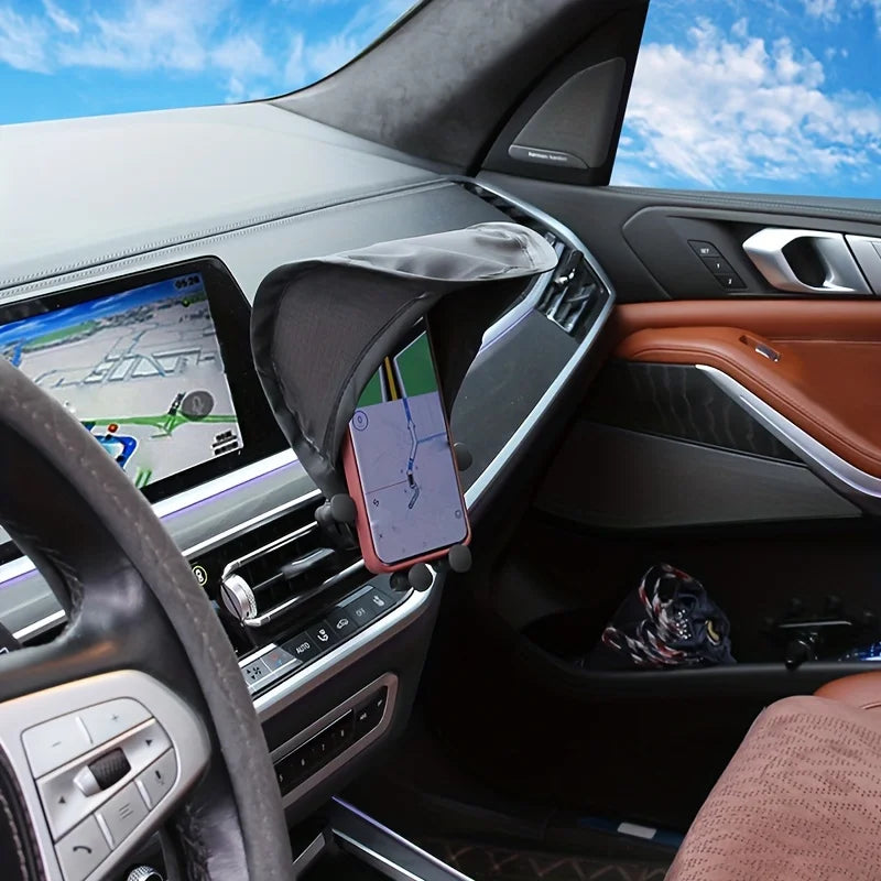 Car Mobile Phone Sunscreen Foldable Not Hot Stuck Screen Non-reflective Free Of Installation Mobile Navigation Sunshade amabilis