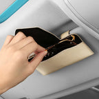 Car PU Leather Glasses Clip, Multi-Functional Sun Visor Holder, Sunglasses Box Storage Bag Clip, Car Interior Accessories Amagi