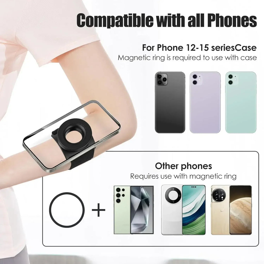 Strong Magnetic Suction Phone Holder with Wrist Strap Arm Mount for IPhone 12-16 Pro Max Samsung Mobile Bracket Amagi