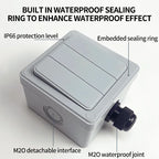 IP66 Outdoor Wall Switch 16A Weatherproof Push Button - 1/2/3 Gang Electrical for Garden/Patio/Exterior Use
