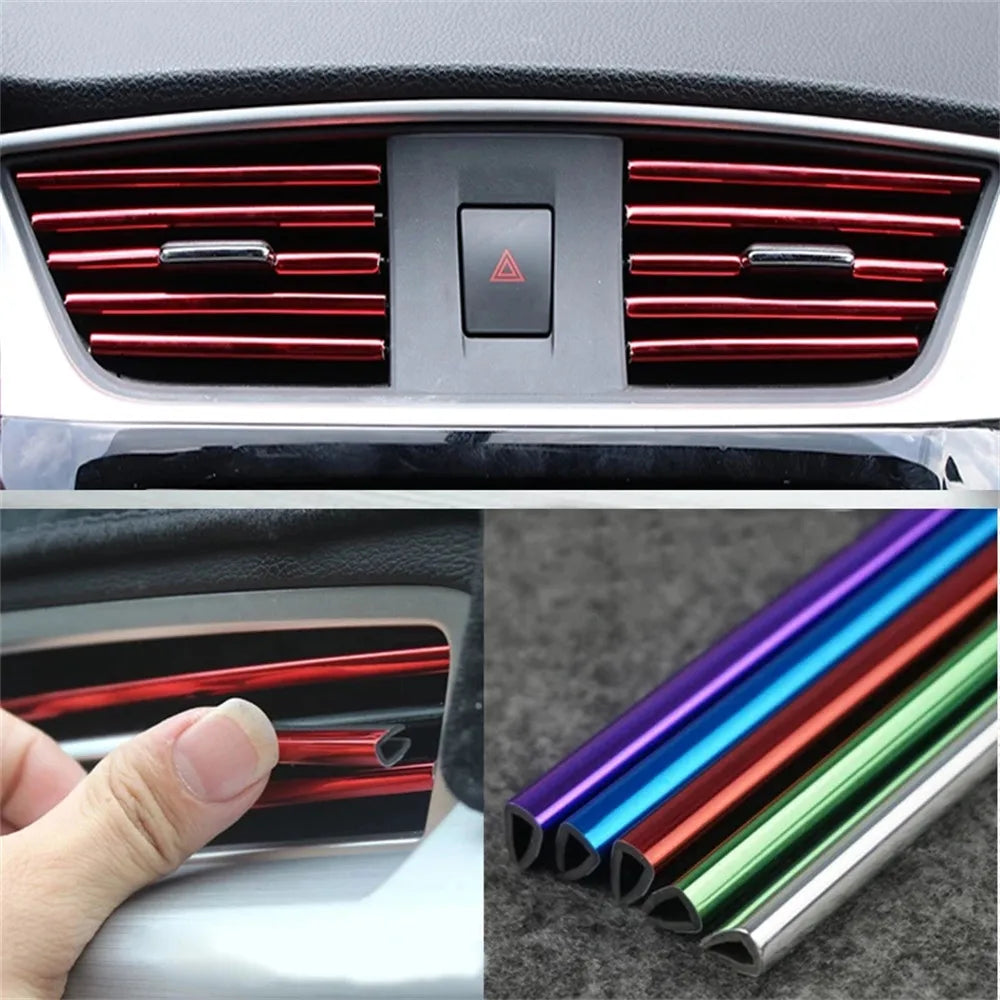 10Pcs Car Interior Air Conditioner Outlet Decoration Stripes  Car Air Conditioning Outlet U Style Decoration Strip Accessories