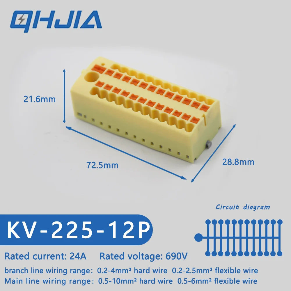1 in Multiple Out Electrical Splitter Wire Connector Plug-in Terminal Block for Home Light Wiring Guide Rail Junction Box