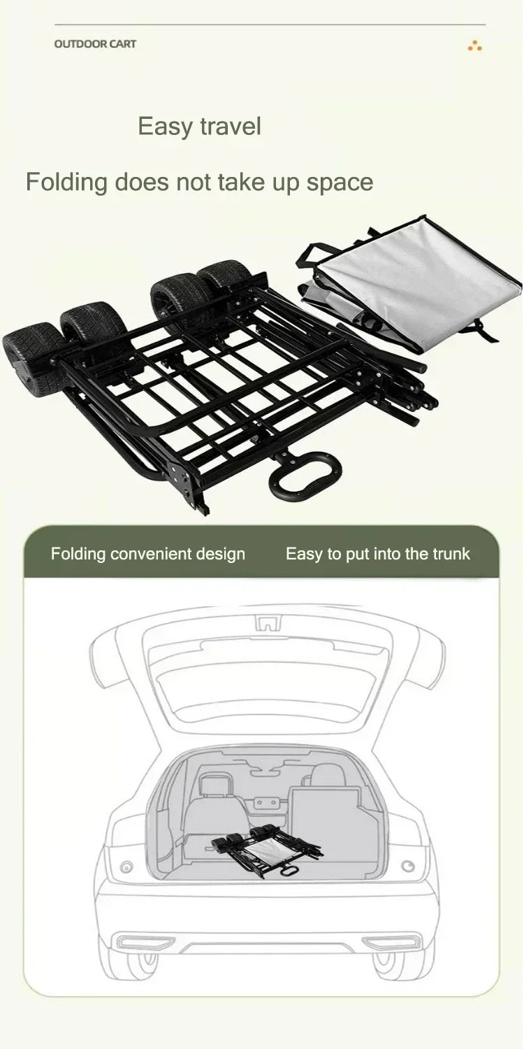 Collapsible Folding Utility Beach Cart Wagon Heavy Duty Large Capacity Fold Wagon Ourdoor Trolley Portable Garden Camping Cart