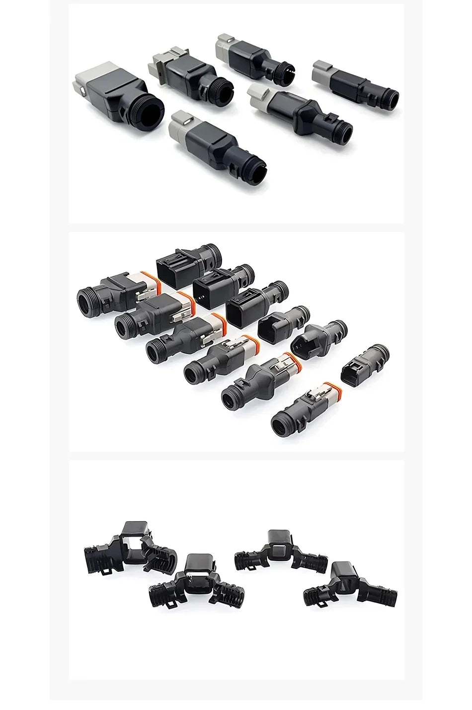 10/50 Sets 2-12P Male Female DT Connector Tail Clip Set with Corrugated Pipe Fixed Harness Clip,Protective Sheath 1011-235-0405