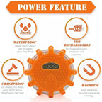 3 Pack LED Road Flares Emergency Warning Lights USB Rechargeable Magnetic Flashing Base Safety Disc for Roadside Assistance Amag