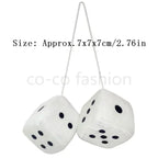 2pcs Fuzzy Plush Dice With Dots Square Hot Stamping Dot Dice Hanging Mirror Cube Pendant Car Ornament Sieve Anime Car Amagi