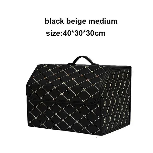 Car Trunk Organizer Box Large Capacity Auto Multiuse Storage Bag Stowing Tidying Leather Folding For Emergency Storage Box Amagi