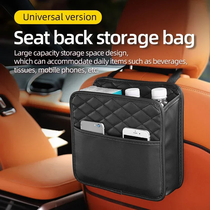2/1pcs Multifunction Car Seat Hanging PU Leather Storage Bag Organizer Rear Seat Hanging Pouch Tissue Box Trash Dustb Accessorie