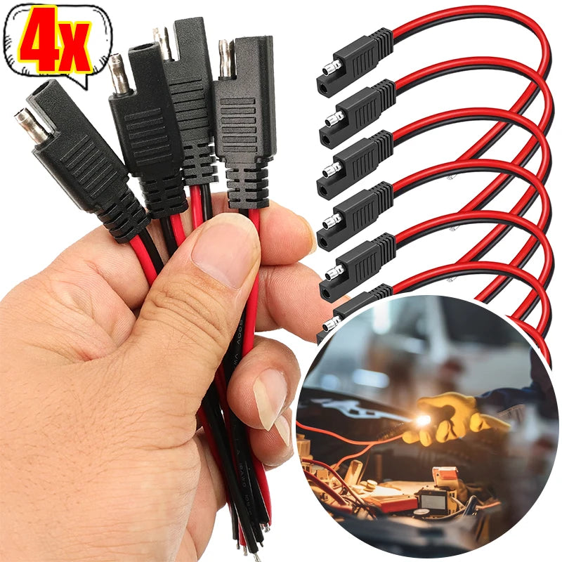 12V SAE Extension Cable Quick Disconnect 2 Pin Plug for Battery Charger Solar Panel Motorcycle Car RV Power Cord Wire Harness