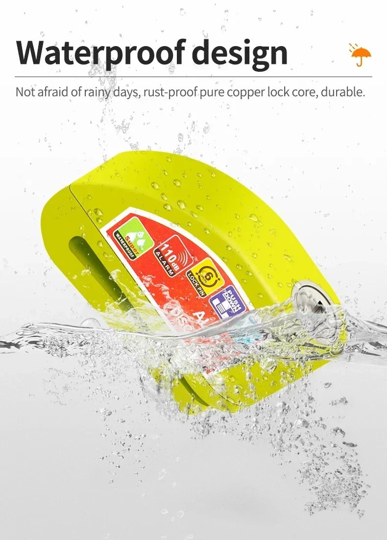 Motorcycle Bicycle Lock Alarm Safety Protection Padlock Disc Aluminum Alloy Anti-Theft Reminder Rope Lock Bag Motorcycle Amagi
