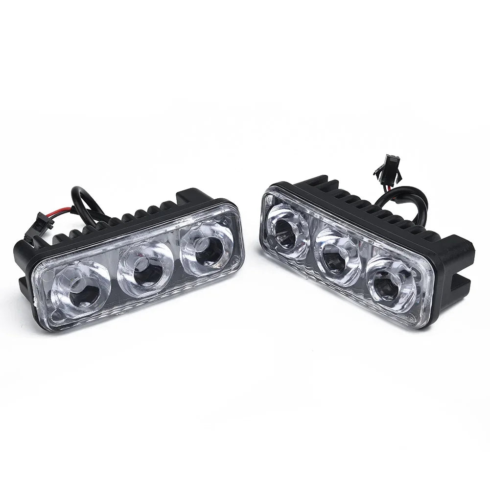 2pcs 3LED Car Work Light DRL Spotlight Super White High Power Waterproof Car Daytime Running Light Fog Lamp Driving Lamp