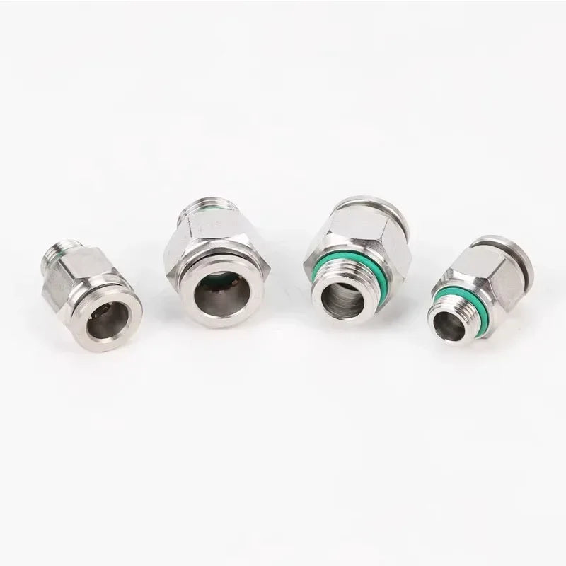 Stainless Steel PC-G Pneumatic Push-In Fitting, Straight Male G Thread Air Tube Connector for Air Compressor & Pneumatic Systems