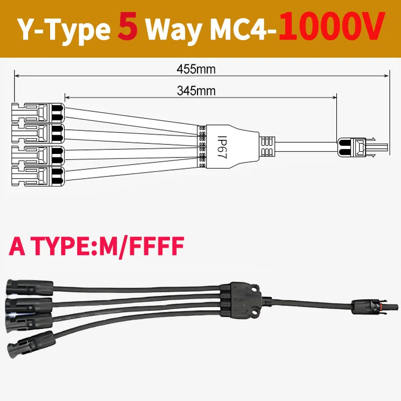 1/5/20/100 Sets DC PV Y Branch Photovoltaic Solar Connector 1000V 30A Male Female 3-Way 4-Way 5-Way Plug 1 To 2/3/4 Adapter