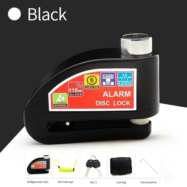 Motorcycle Bicycle Lock Alarm Safety Protection Padlock Disc Aluminum Alloy Anti-Theft Reminder Rope Lock Bag Motorcycle Amagi