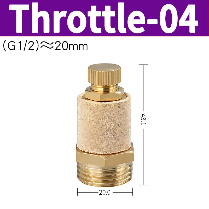 Air Fittings Brass Control Muffler Compressed Air Pneumatic Exhaust Muffler The Electromagnetic Valve Scarf Connector