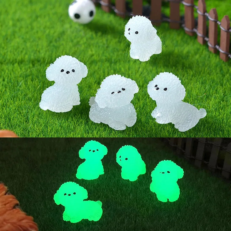 Luminous Cute Puppy Bichon Frise Small Ornaments Car Center Console Lighting Decoration Universal Cars Interior Accessories