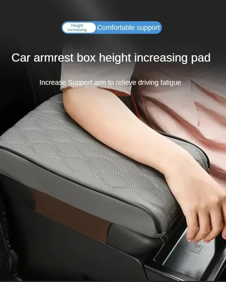 Car Soft Armrest Mat Wave Embroider PU Leather Center Console Arm Rest Protection Cushion Auto Armrests Storage Box Cover Pad