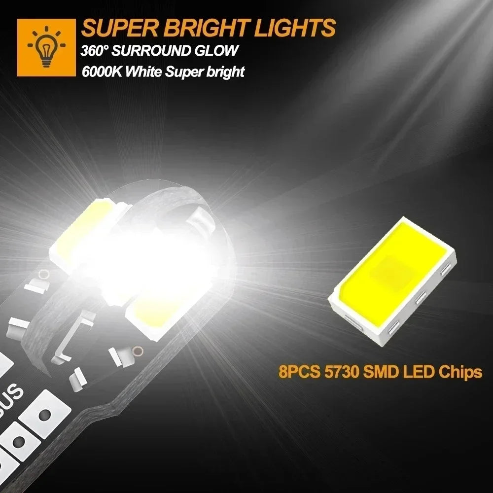 10/20PCS W5W T10 LED Bulbs Canbus 5730 8SMD 12V 6000K 194 168 LED Car Map Dome Lights Parking Light Auto Signal Lamp Amagi