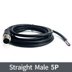 2m M12 Waterproof Sensor Cable, Male & Female Connector, 4/5/8/12 Pin, Integrated Injection Molded for Industrial Automation