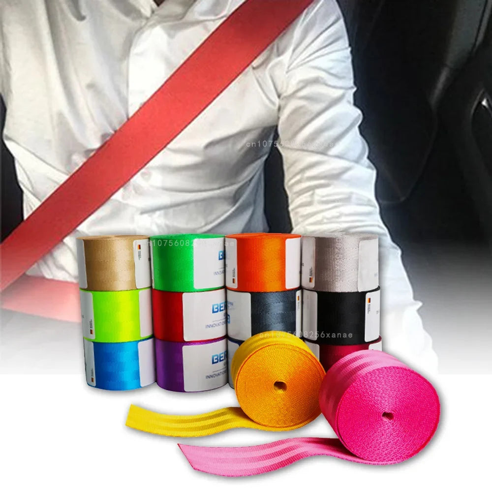 Car Seat Belt Auto Strengthen Seat Belt Webbing Fabric Racing Car Modified Seat Safety Belts Car Accessories Amagi