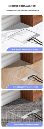 Hidden Floor Socket with USB Charging Ports, 304 Stainless Steel Underground Power Outlet, EU FR BR IL IT Standard, 130×130mm
