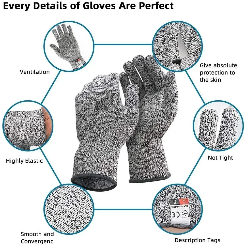 Level 5 Anti-Cut Gloves Safety Cut Proof Stab Resistant Wire Stainless Steel Wire Metal Mesh Butcher Cut-Resistant Safety Amagi