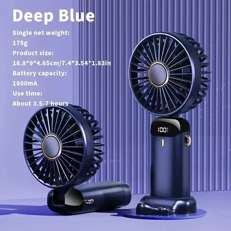 Car 3 in 1 Portable Fan Handheld Neck Desk Fan 5 Speed Digital Display Ultra Quiet Makeup Fan for Women Desktop Clip Office Amag