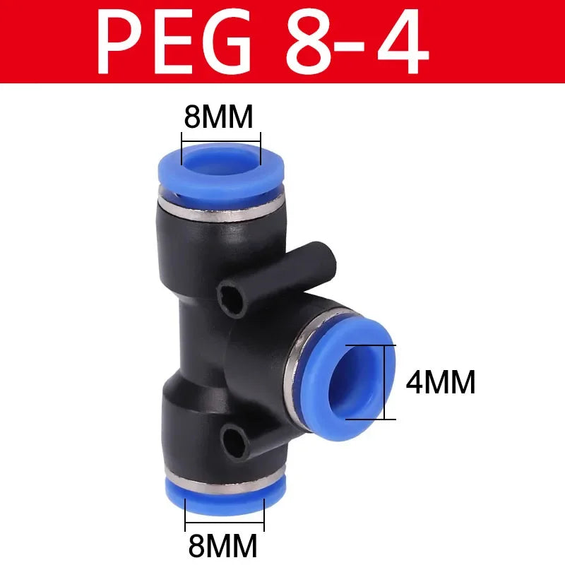 10PCS PE/PEG Plastic Quick Connector - 4-12mm Push In Fitting for Air Hose & Tube, Industrial & Home Pneumatic Systems