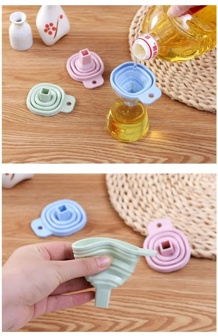 Folding Silicone Funnel for Filling Bottles Kitchen Silicone Funnel Food Grade TPR Collapsible Funnel Kitchen Gadgets Oil Filler