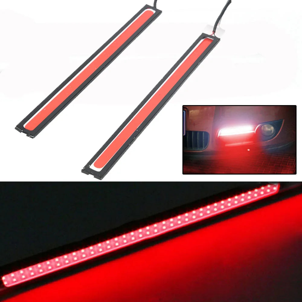 2Pcs 17cm COB Car Fog Light LED Light Strip RED Waterproof Car 12V DRL Fog Light Driving Lamp Car Styling Led Day Light