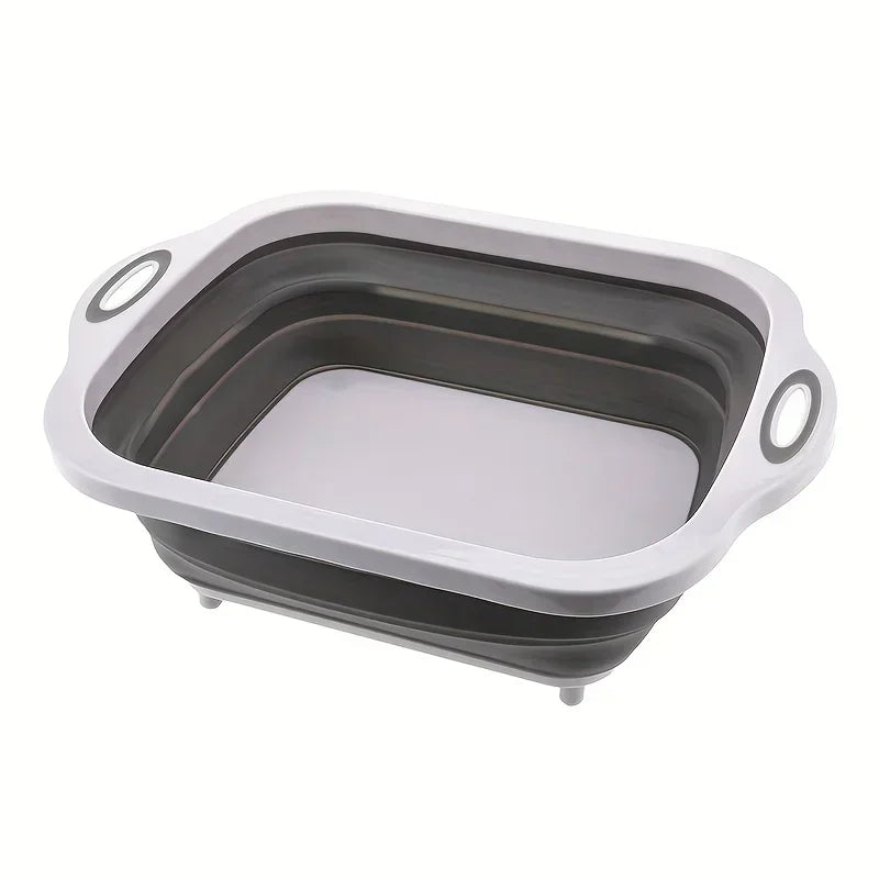 Household Kitchen Folding Wash Portable Sink Foot Bucket Cutting Board Plastic Foldable Basin Travel Outdoor Camping Tools amagi