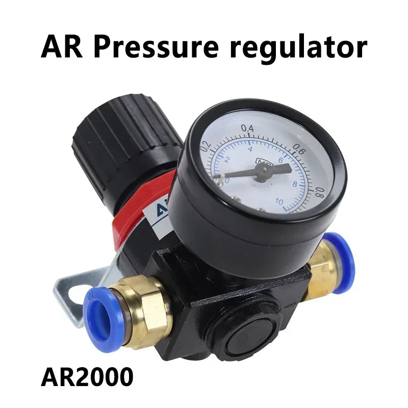AR2000 Pneumatic Air Compressor Pressure Regulator Reduction Valve with 1/4'' Thread BSP and 4MM,6MM,8MM,10MM,2MM Fittings