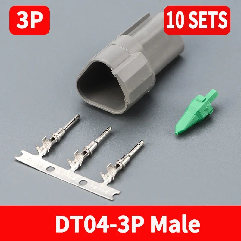 10 Sets Deutsch DT Connector DT06-2S/DT04-2P 2P 3P 4P 6P 8P 12P Waterproof Electrical Connector For car Motor With Pins 22-16AWG