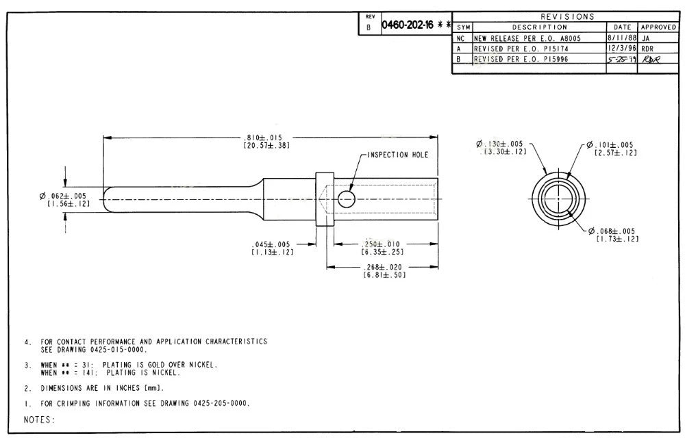 10 Pcs Pin Socket 0460-202-1631 0462-201-1631 Gold Plated Stainless Steel 16-20AWG For Deutsch DT Series Crimp Solid Terminal