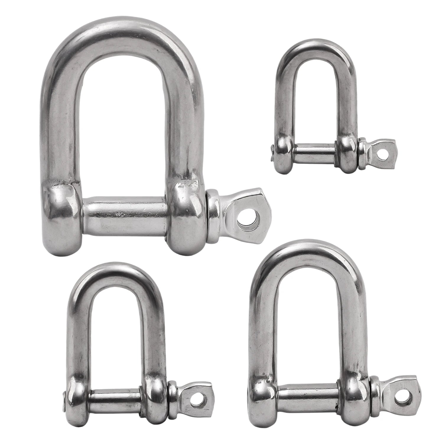 Stainless Steel D Link Shackle Ring Hooks Lifting Shackle Lock Wire Rope Clips D-Type Rigging Shackle Hooks Boat Hardware Tools