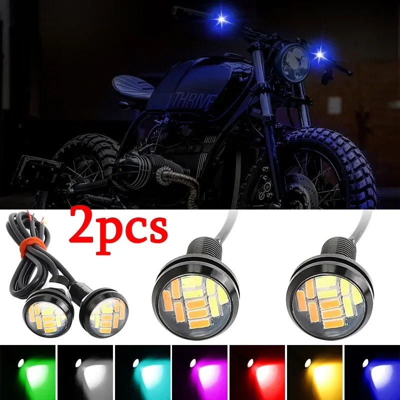 2pcs 23mm High Power White Eagle Eye LED Lights DRL Daytime Running Fog Light Tail Backup Warning Lights Car Motorcycle amabilis