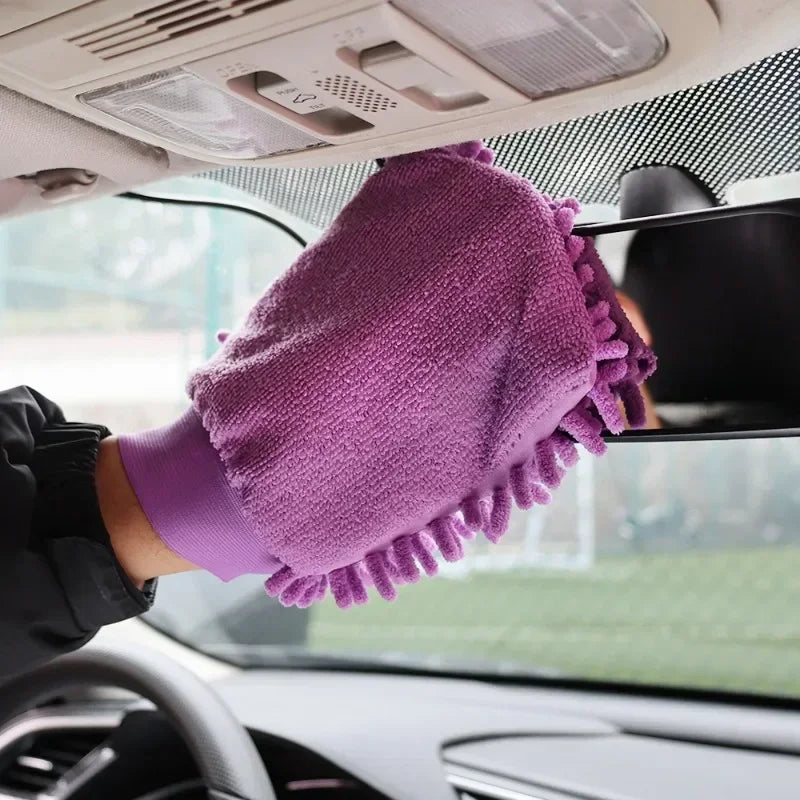 1/3/5PCS Microfiber Car Wash Double-faced Glove Soft Mesh Random Color Detailing Chenille Waterproof Mitt Car Cleaning Tool